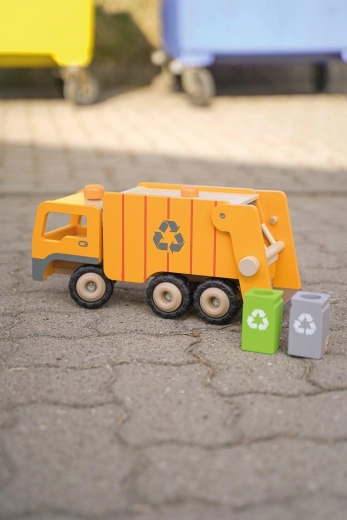 Eco Holz-Müllwagen mit Mülltrennung – 1 Stück