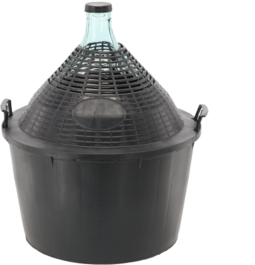 Glasballon zur Fermentation im Kunststoffkorb 34 l mit engem Hals