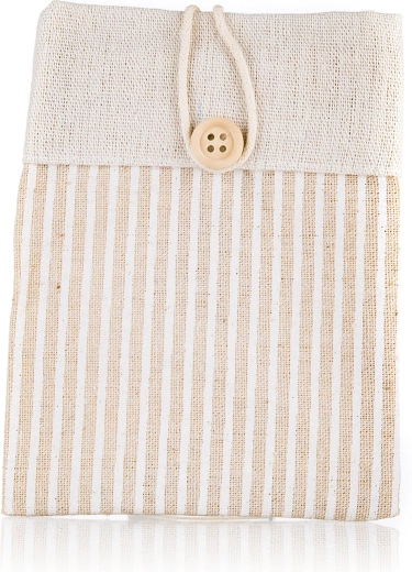 Dekorativer Baumwollbeutel Nature mit Streifen, hellbraun 10,5 × 14 cm