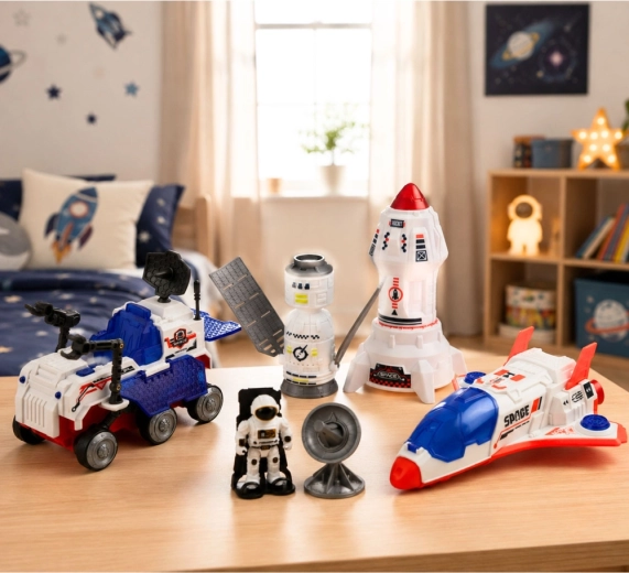 Fahrzeuge für die ganze Mission: Rakete, Raumfähre und Rover