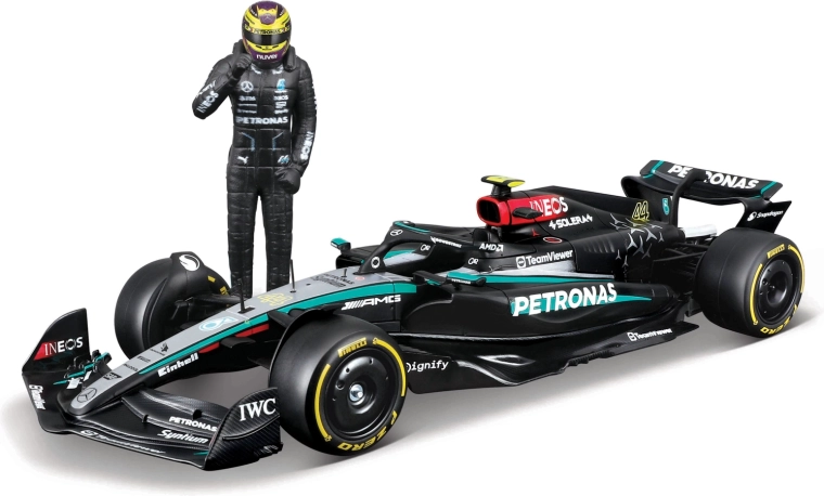 Bburago Modell F1 Mercedes-AMG Petronas W15 2024 Lewis Hamilton 1:24 mit Fahrerfigur