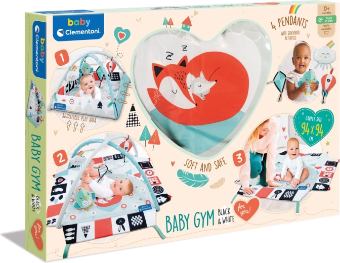 Clemmy baby Baby-Spieldecke mit Spielbogen, schwarz-weiß