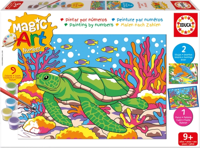 Educa Malen nach Zahlen: Delfine und Schildkröte