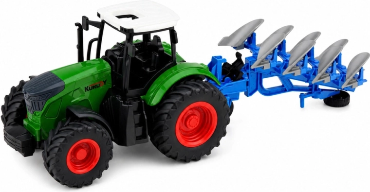 Traktor mit ankuppelbarem Mehrscharpflug