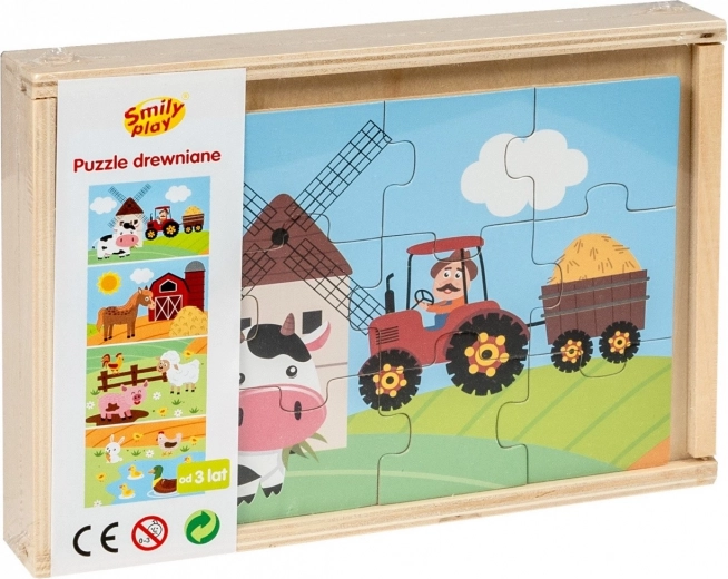 Holzpuzzle – 4 Bauernhof-Motive
