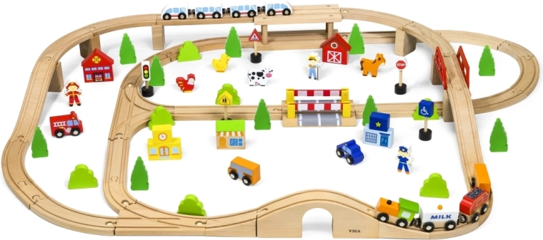 Holzeisenbahn mit 90 Teilen