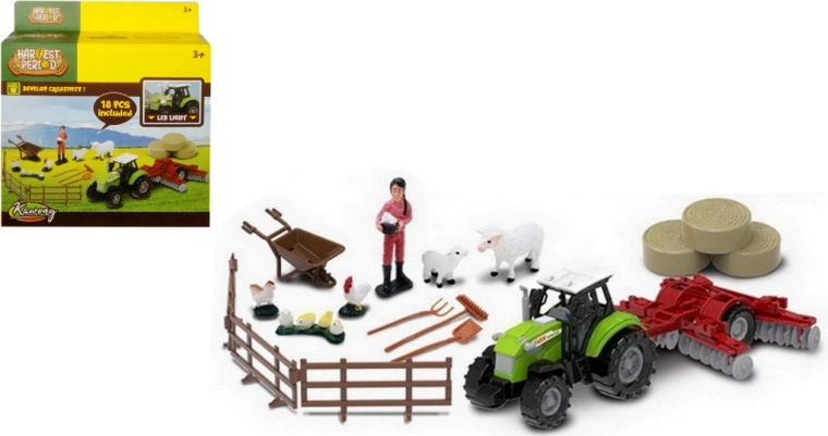 Landwirtschafts-Set mit Traktor mit Licht und Sound sowie Zubehör