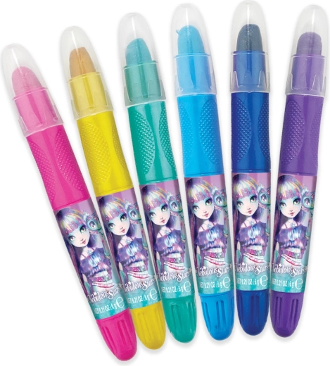 Sechs farbige Glitzerstifte