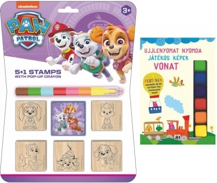 Holzstempel 5×5 cm mit Stempelkissen und Wachsmalstift PAW PATROL