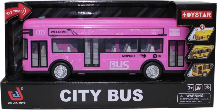 Rosa Stadtbus mit Geräuschen und Licht