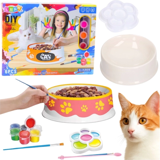 Kreativ-Set Katzennapf zum Bemalen, DIY 6-teilig