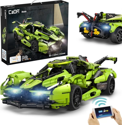 CaDA RC-Sportwagen-Bausatz Blade, grün, 432 Teile mit LED