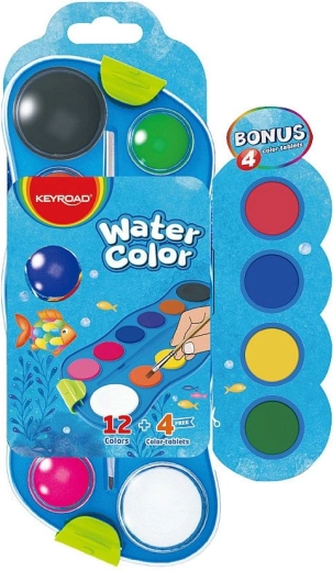 Wasserfarben Keyroad mit Palette, 12+4 Farben