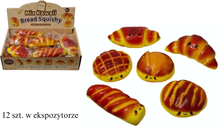 Kawaii Anti-Stress-Squishy – Hörnchen/Brötchen Mix - 1 Stück