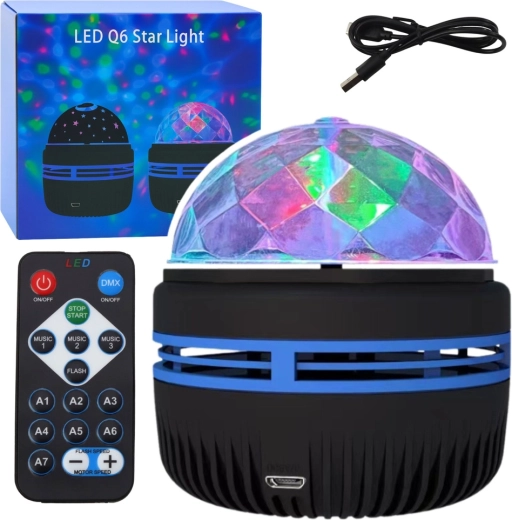 USB-LED-Projektor und Nachtlampe RGB 360° mit Fernbedienung