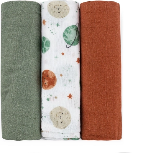 Petite&Mars Bambus-Musselinwindeln Moussy Celestial Planets 68 × 68 cm (3 Stk.)