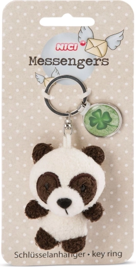 Schlüsselanhänger Panda 7 cm mit Anhänger „Kleeblatt-Symbol“ – 1 Stück