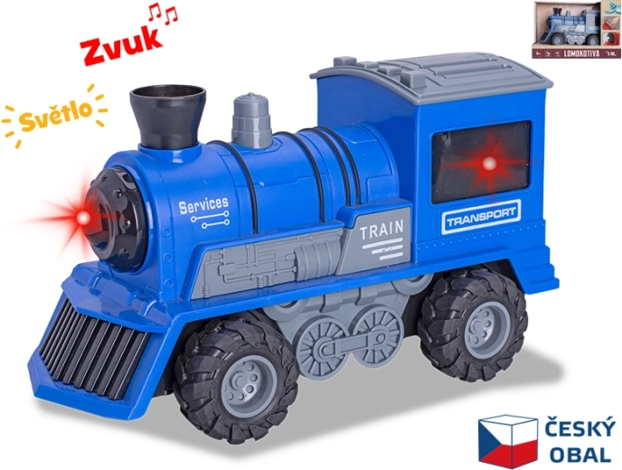 Blaue Lokomotive mit Schwungrad 1:16, 22,5 cm