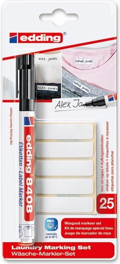 Textilmarker Edding 8408 mit Aufbügeletiketten, schwarz