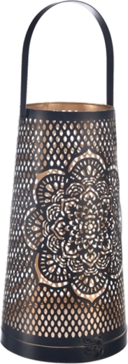Metall-Kerzenhalter Mandala schwarz-gold 30 cm