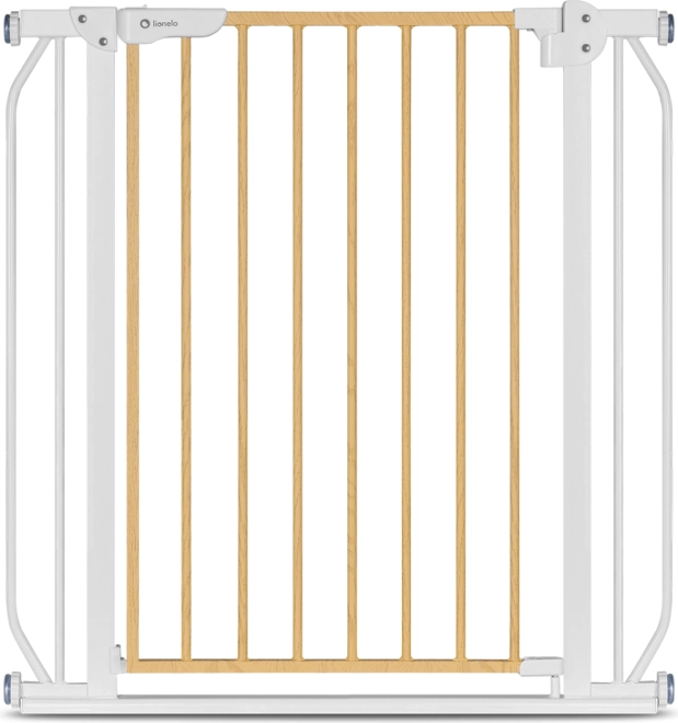 Sicherheitsbarriere Lionelo Truus Slim – Weiß und natürliches Holz