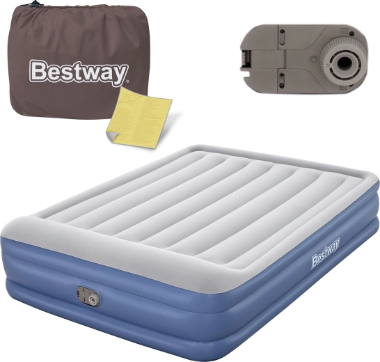 Aufblasbare Matratze 203 × 152 × 46 cm mit integrierter elektrischer Pumpe BESTWAY