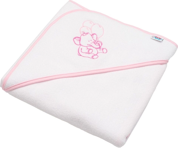 Baby-Frottee-Badetuch mit Kapuze NEW BABY 80 × 80 cm – weiß, Elefant