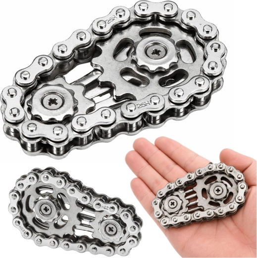 Antistress-Fidget-Spinner Kette aus Edelstahl, silberfarben