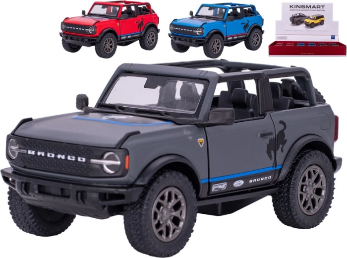 Kinsmart Ford Bronco 2022 Metall-Automodell mit Pull-Back (13 cm) – Farbmix, 12 Stk. im Display
