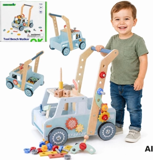 Lauflernwagen aus Holz mit Werkstatt TOOKY TOY