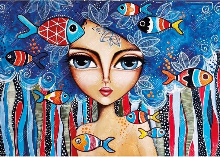 Puzzle Mädchen mit Fischen 1000 Teile