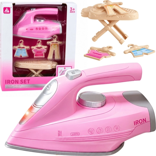 Kinder-Bügelset mit Bügelbrett und Bügeleisen mit Licht, Geräuschen und Vibrationen