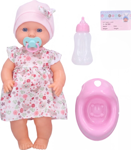 Pinkelndes Baby mit Fläschchen, 30 cm