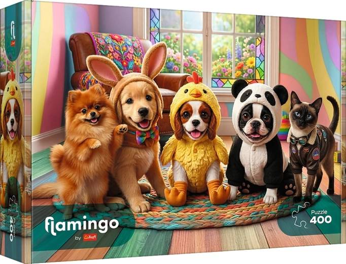 Trefl Puzzle Flamingo: Kostüme für Welpen 400 Teile