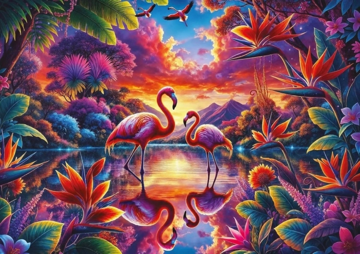 Puzzle Begegnung der Flamingos 2000 Teile