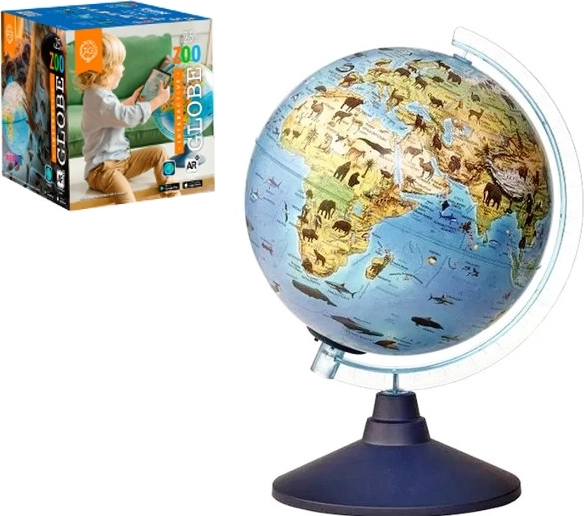 Interaktiver beleuchteter Globus Alaysky – Weltkarte mit Tieren 25 cm