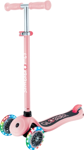 Globber Kinder-Dreiradroller Primo Lights V2 Pastel Pink mit leuchtenden Rädern