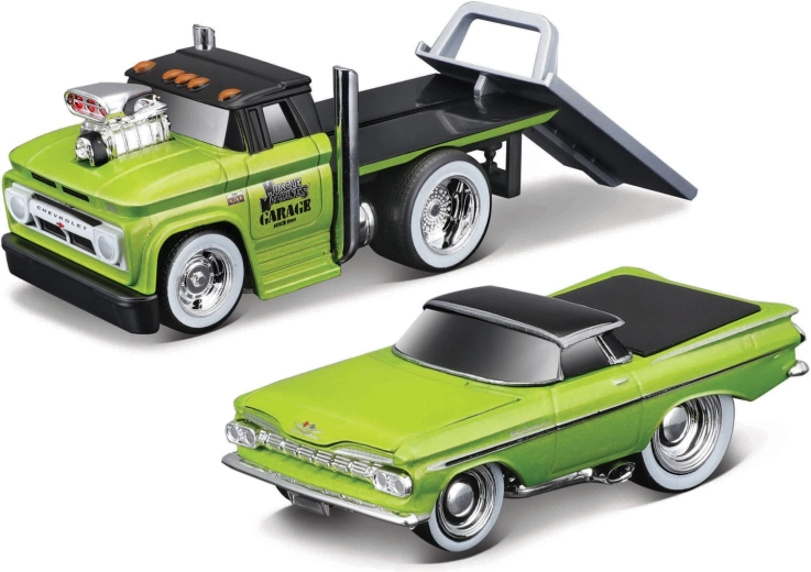 Maisto Muscle Transports 1966 Chevrolet C60 Flatbed mit Chevrolet El Camino 1:64