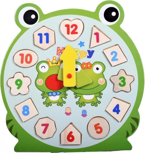 Holzuhr Puzzle Frosch
