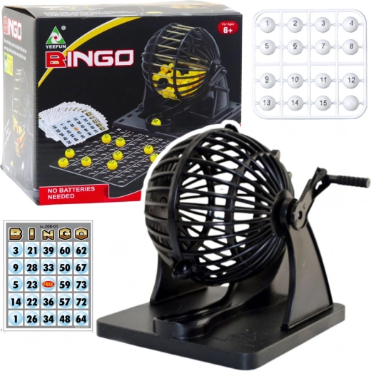 Familien-Bingo mit Ziehmaschine, 80 Kugeln und 20 Karten