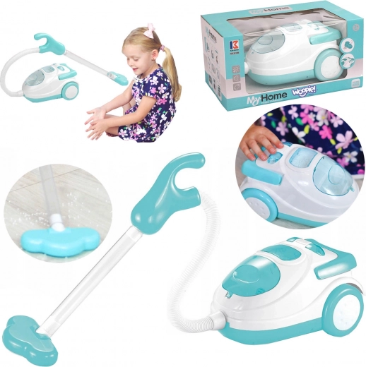 Kinderstaubsauger mit Saugfunktion, Licht und Sound – blau-weiß