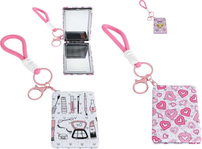Schlüsselanhänger mit Spiegel 9 cm (Mix aus 3 Varianten), 12 Stück im Displaybox