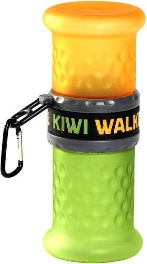 Reiseflasche für Wasser und Futter 2-in-1 KIWI WALKER, Kunststoff, gelb‑grün
