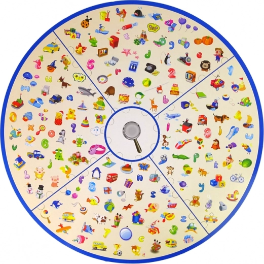 Großes rundes Spielbrett voller Symbole