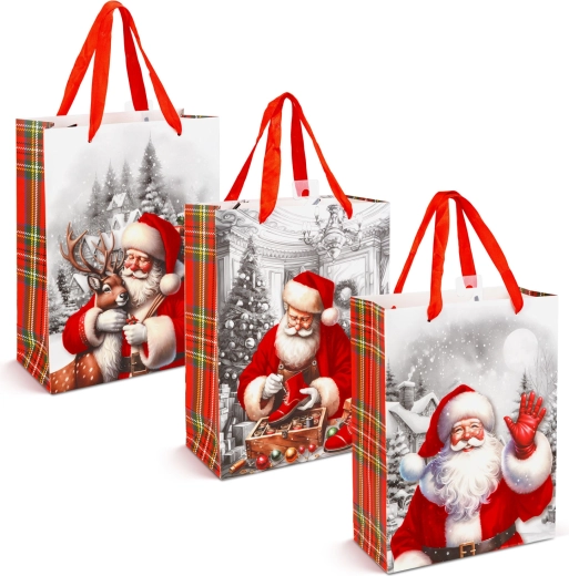 Weihnachtsgeschenktüte mit Samteffekt und Nikolausmotiv – 1 Stück