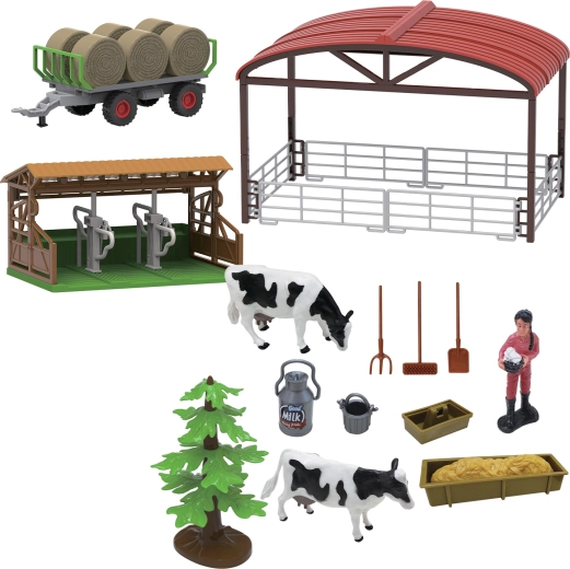 Farm-Spielset mit Traktor und Anhänger mit Licht und Sound, 16 Teile