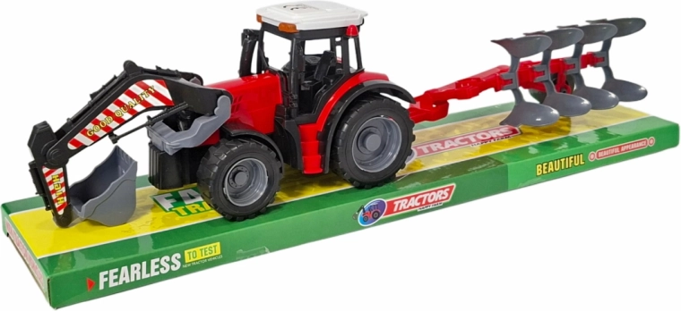 Traktor mit Pflug und Frontlader – Spielzeug für Kinder ab 3 Jahren
