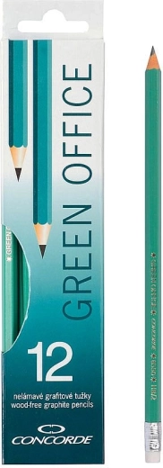 Concorde Green Office Graphitstifte mit Radiergummi HB, 12 Stk.