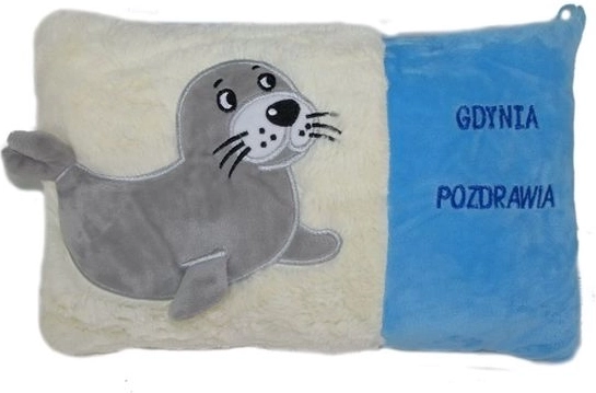 Plüschkissen Robbe „Grüße aus Gdynia“