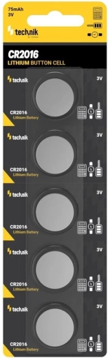Technik Platinum Lithium-Knopfzelle CR2016 3 V, Packung mit 5 Stück